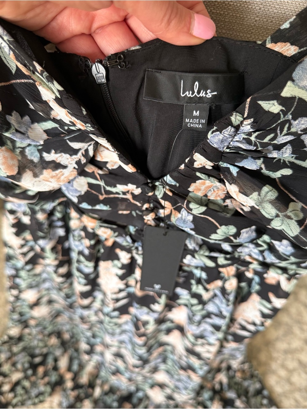 Lulu's Lush Loveliness Black Floral Lurex Tie-Strap Midi Dress - Picture 7 of 11